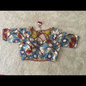 Indian Pakistani Kalmkari Saree  blouse Choli